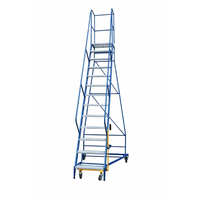 wysoka drabina z podestem dźwignia